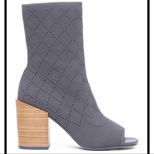 Kelsi Dagger Gray Macey Knit Peep Toe Bootie